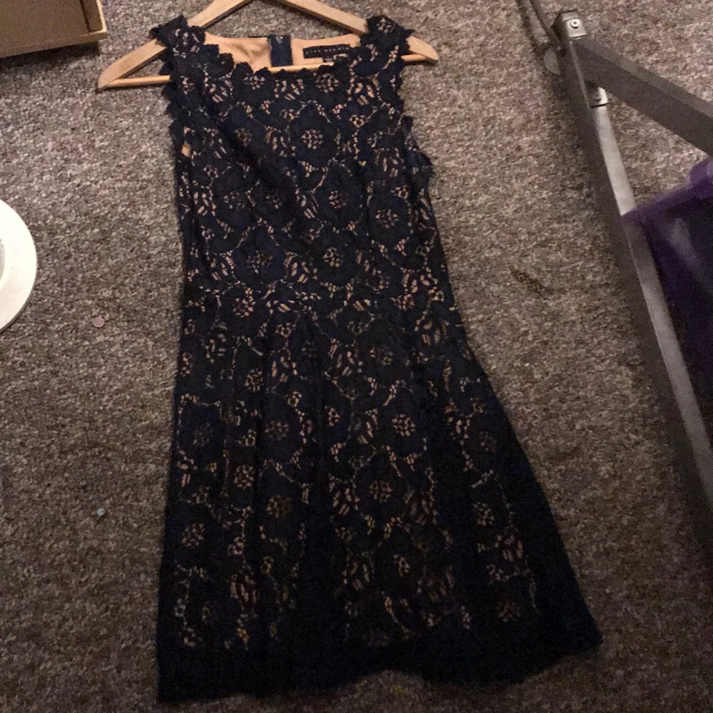 Cute Navy Blue Lace Dress